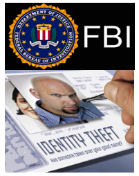 FBI emblem, image of a criminal man with the text 